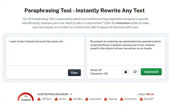Paraphrasing tool for common plateau