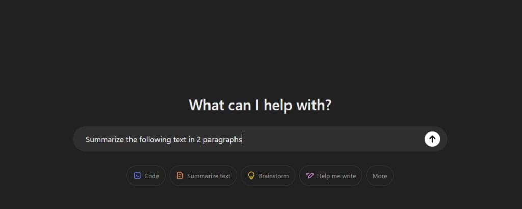 A ChatGPT prompt about summarizing text in 2 paragraphs