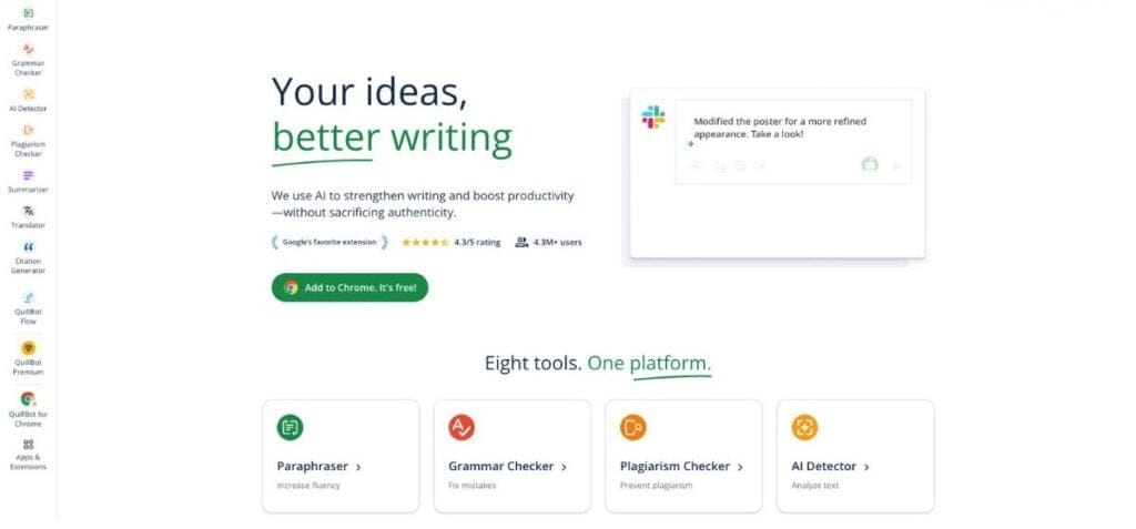 Guía de definiciones: Parafraseadores, humanizadores y detectores de IA 4 Quillbot Paraphraser