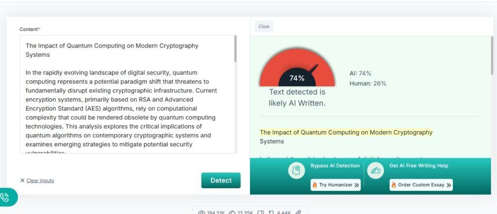 MyEssayWriter AI Sample 2 AI-generated essay screenshot