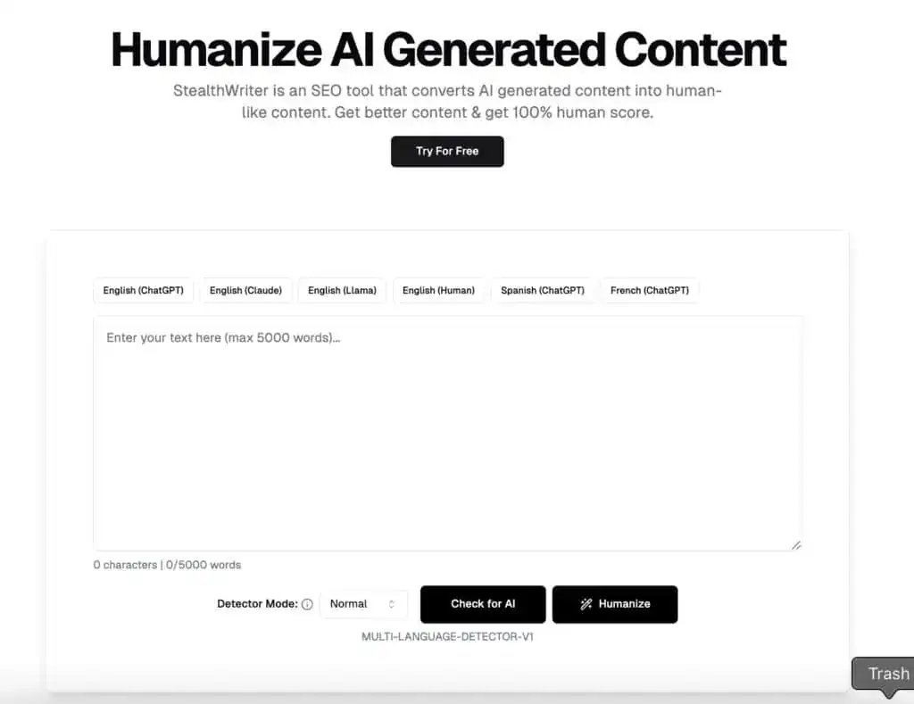 Screenshot of Humanize AI generated content