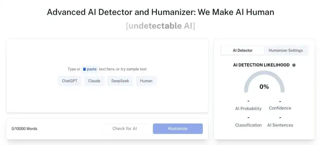 Undetectable AI Advanced Detector and Humanizer screenshot