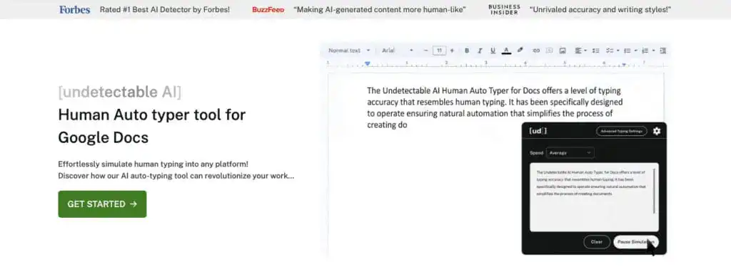 Undetectable AI Human Auto Typer tool used in Google Docs.