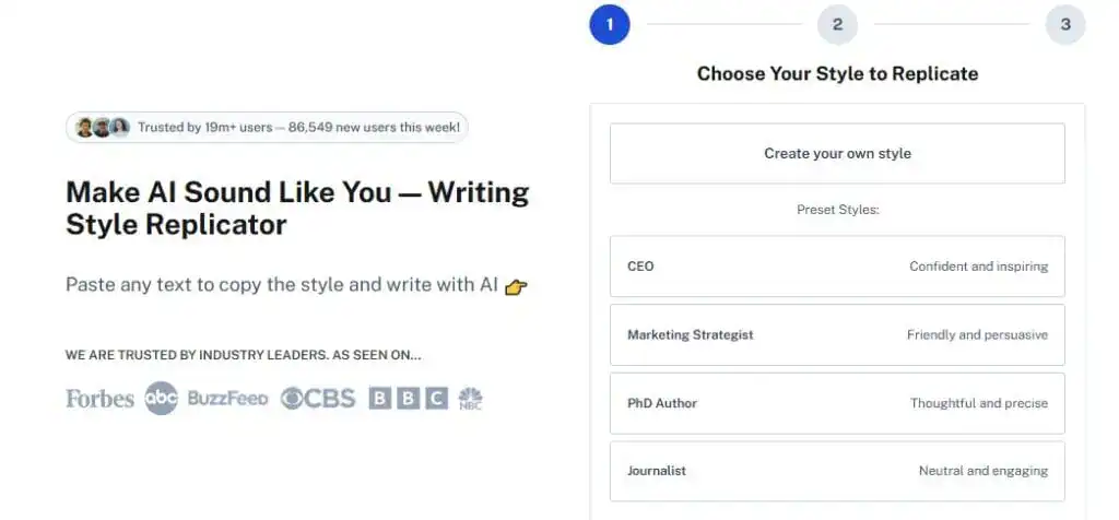 Undetectable AI's Writing Style Replicator tool screenshot