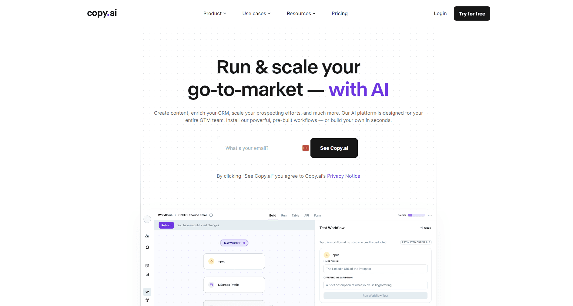 Copy.ai homepage