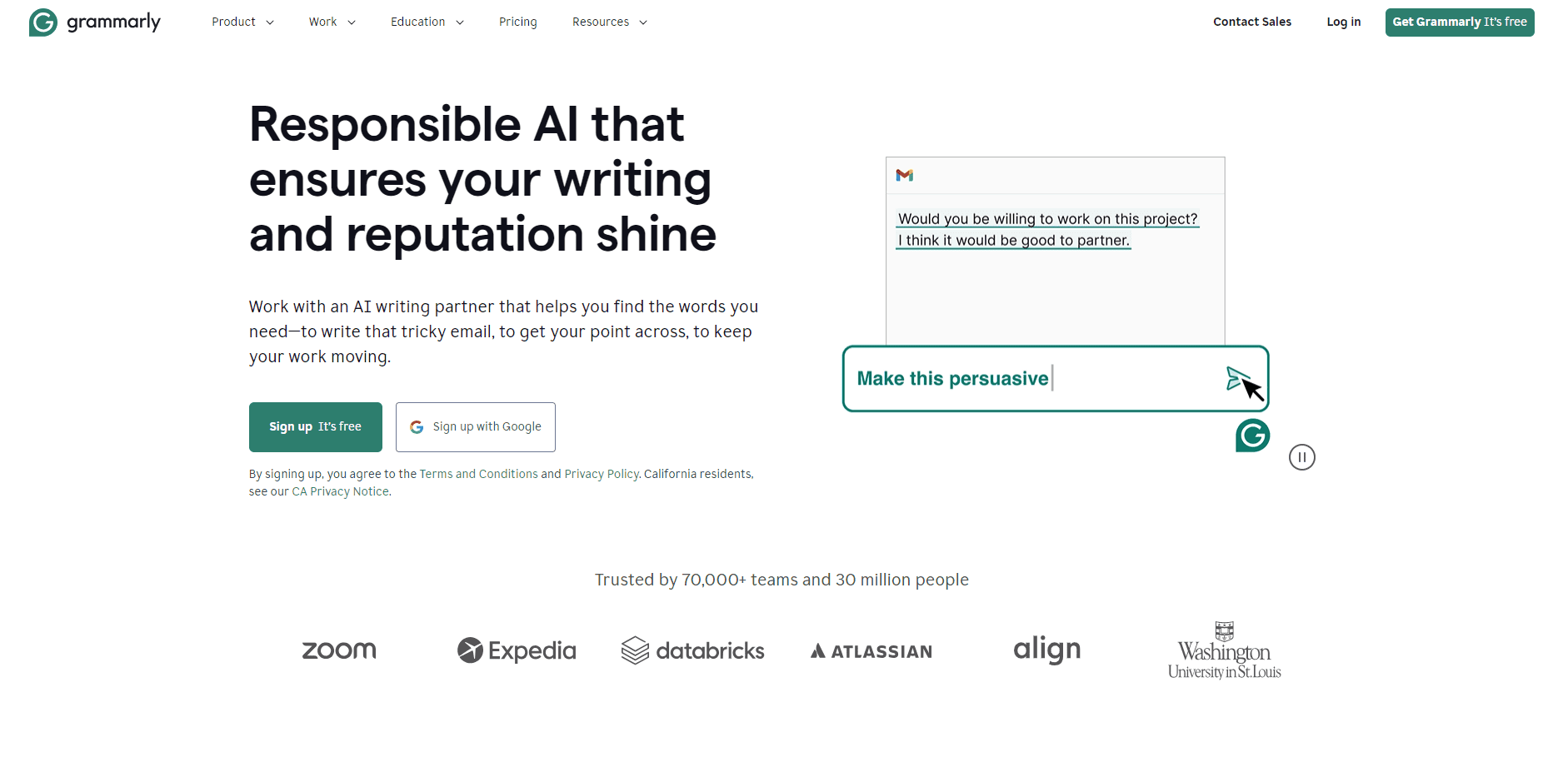 Grammarly homepage