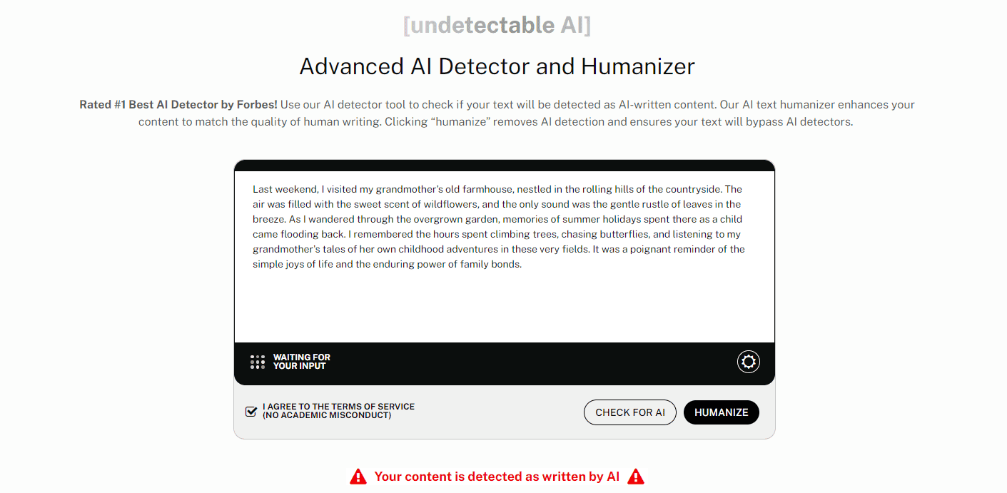 Undetectable AI's AI Detector and Humanizer