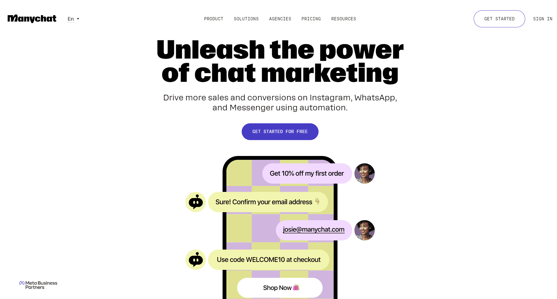 Manychat homepage